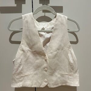 H&M Cream Buttoned Vest Blouse